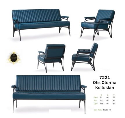 Deri ve kumaşın birleşimiyle tasarlanmış estetik 7221 Ofis Kanepeleri.