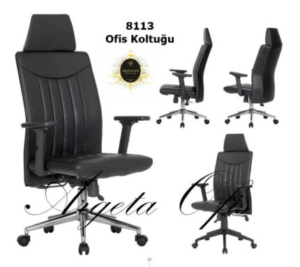 Ahşap çerçeve ve lüks deri kaplaması ile şık bir tasarım sunan 8113 Ofis Koltukları modelleri