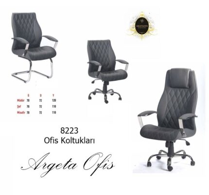 Ergonomik sırt destekli ve rahat minderli gri Yönetici ofisleriniz için tasarlanmış lüks 8223 Ofis Koltuklarıları